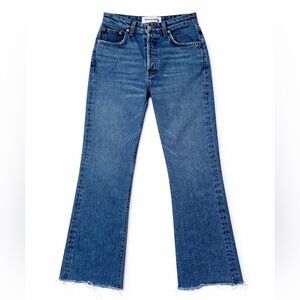 Reformation Mid-Crop Flare Jeans Baltic Blue Size 26